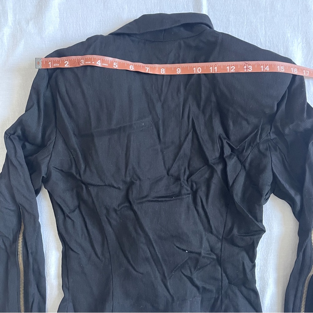 Shox Moto Jacket Asymmetrical Ziper Biker Blazer Ribbed Pointed Waist Womens M - Picture 7 of 8